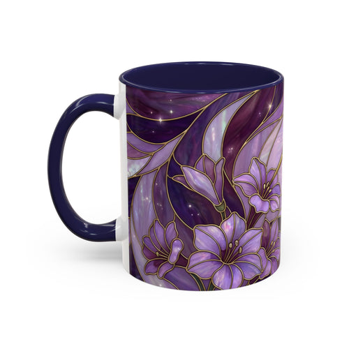 Purple Bloom Hummingbird Stained Glass Style Mug