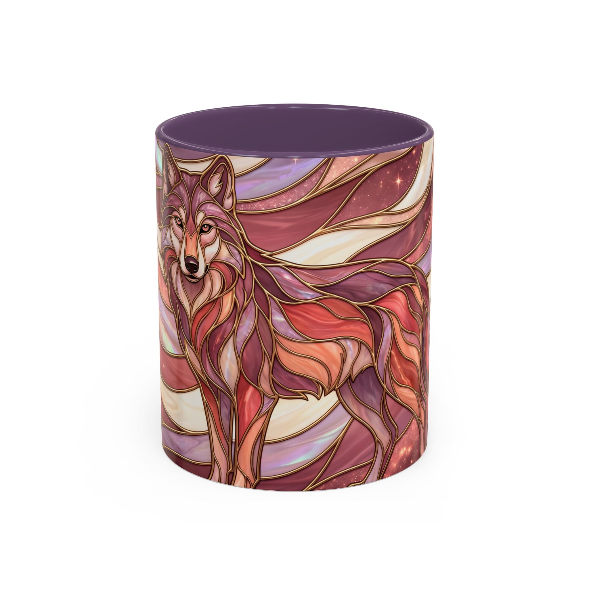 Rose Gold Wolf Stained Glass Style Mug