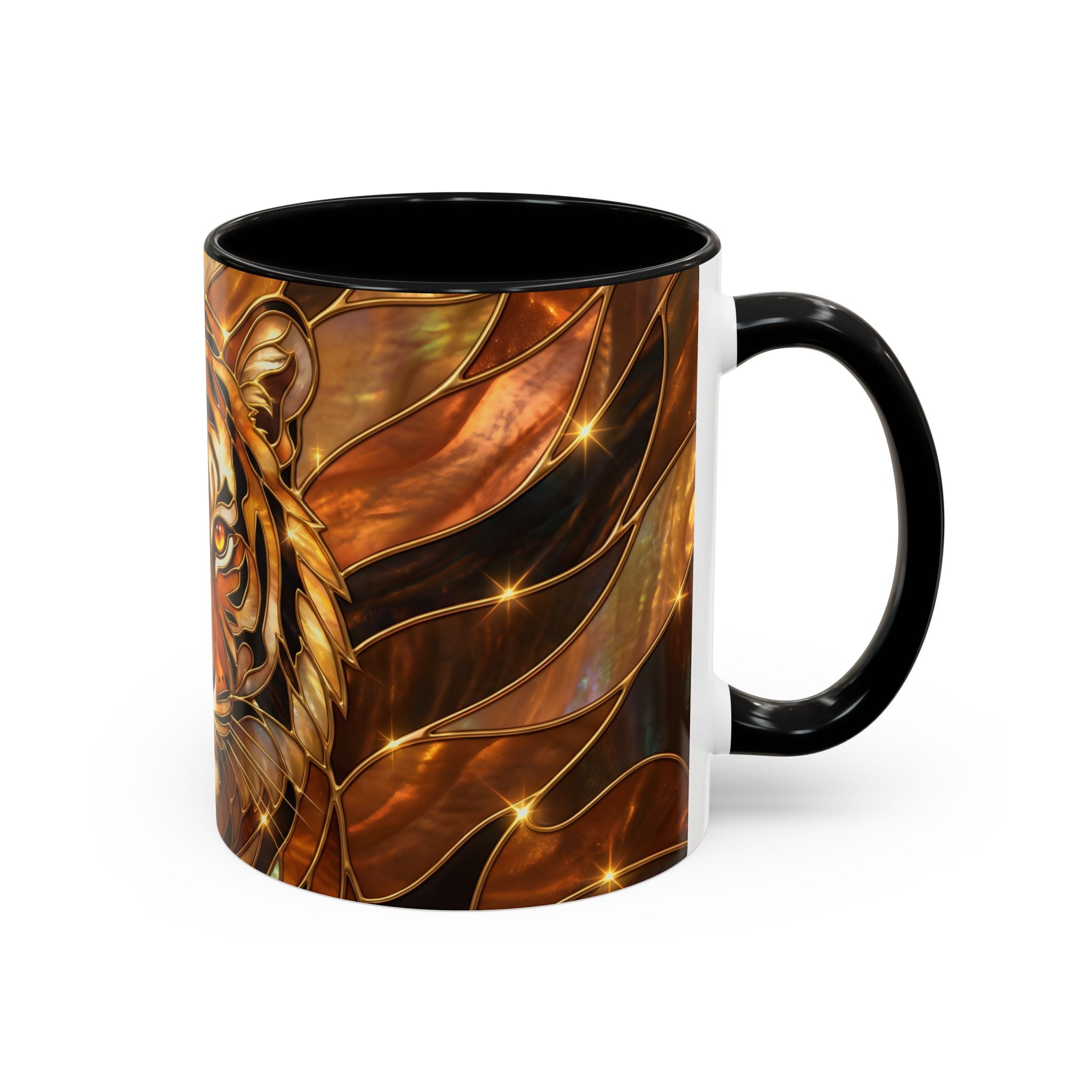 Amber Tiger Stained Glass Style Mug