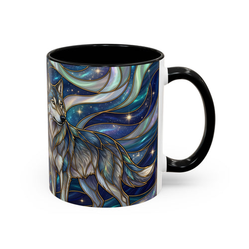 Twin Wolves Stained Glass Style Mug