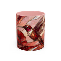 Scarlet Bloom Hummingbird Stained Glass Style Mug