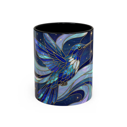 Blue Glow Hummingbird Stained Glass Style Mug