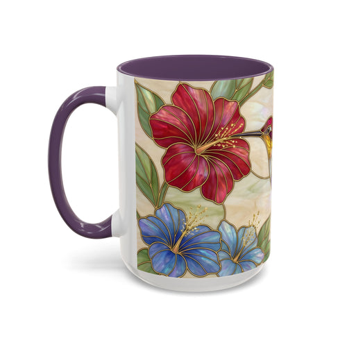 Garden Bloom Hummingbird Stained Glass Style Mug