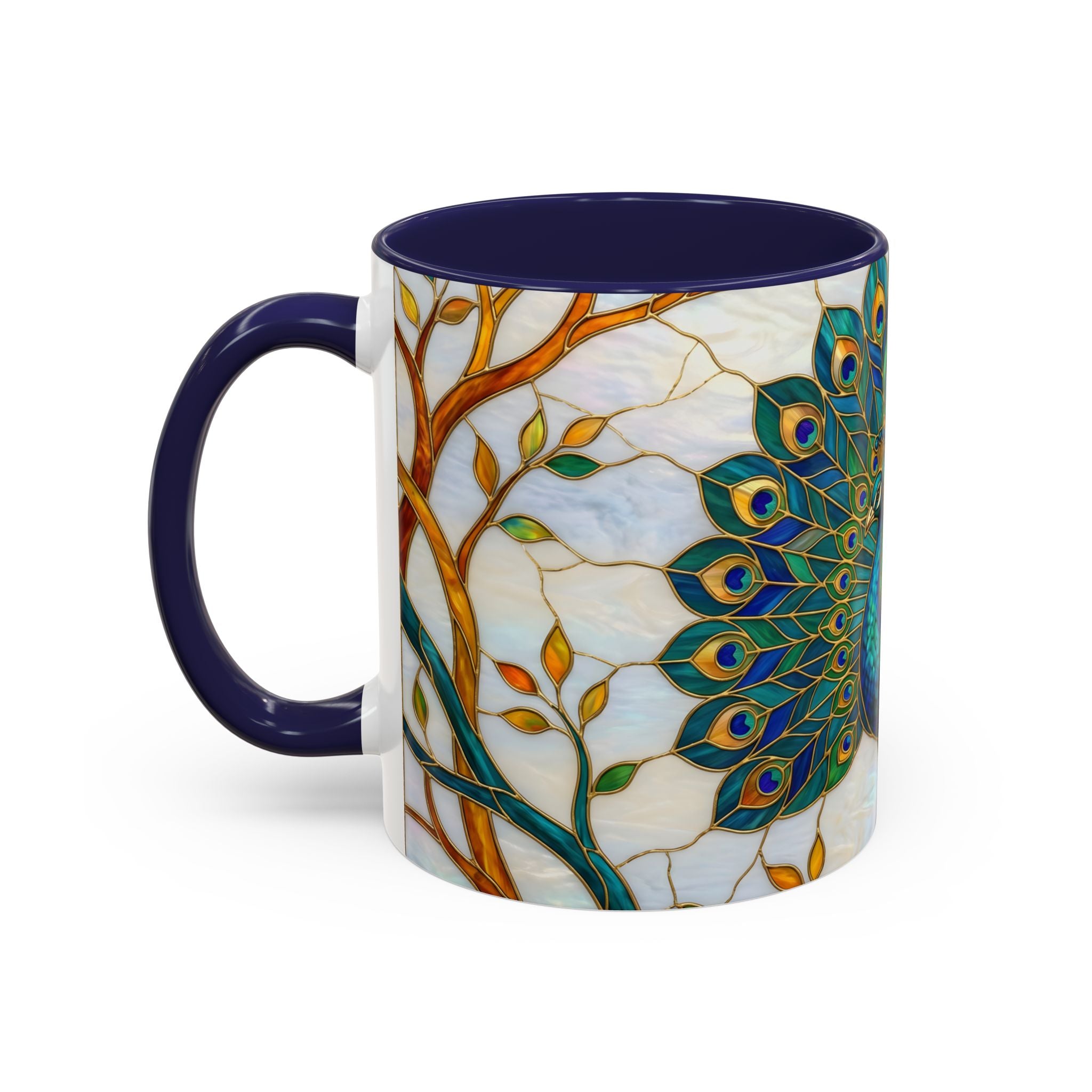 Elegant Peacock Stained Glass Style Mug