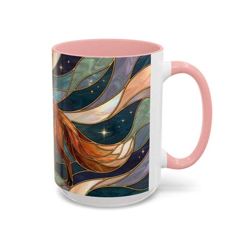 Teal Night Fox Stained Glass Style Mug