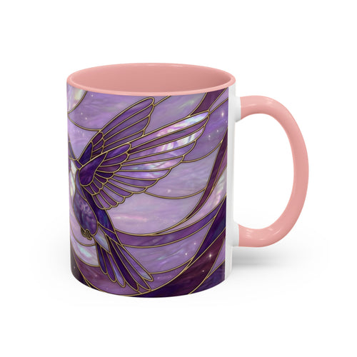 Purple Bloom Hummingbird Stained Glass Style Mug