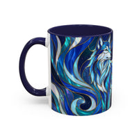 Cobalt Wolf Stained Glass Style Mug
