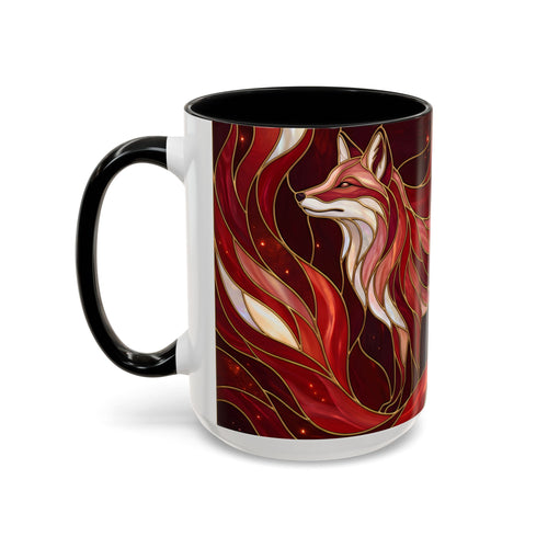 Scarlet Glow Fox Stained Glass Style Mug
