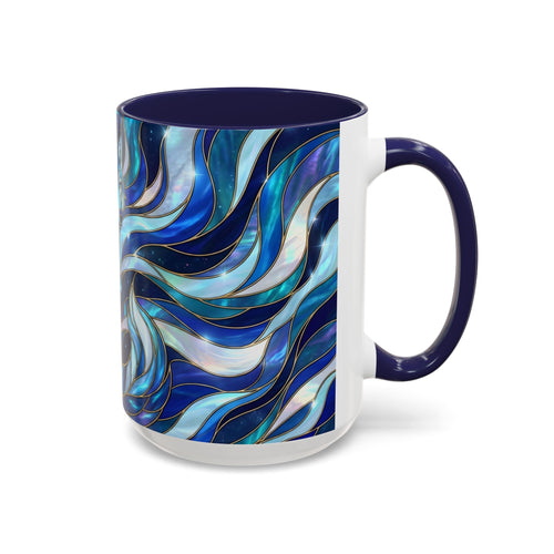 Cobalt Wolf Guardian Stained Glass Style Mug