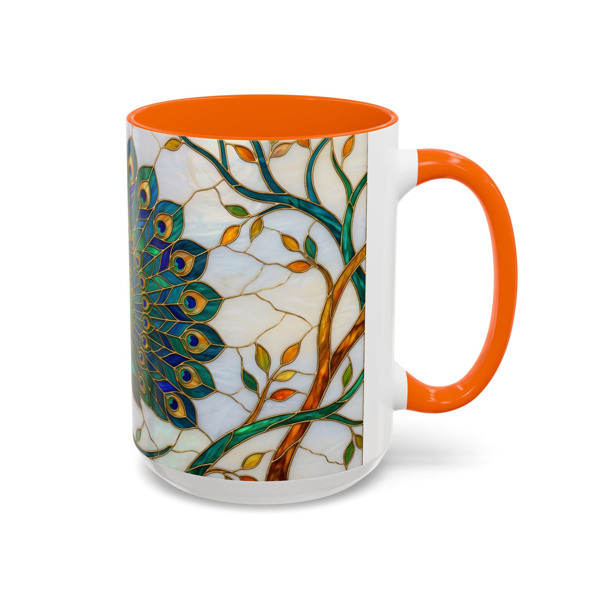 Elegant Peacock Stained Glass Style Mug