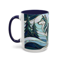 Pine Forest Wolf Stained Glass Style Mug
