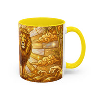 Golden Sakura Lion Stained Glass Style Mug