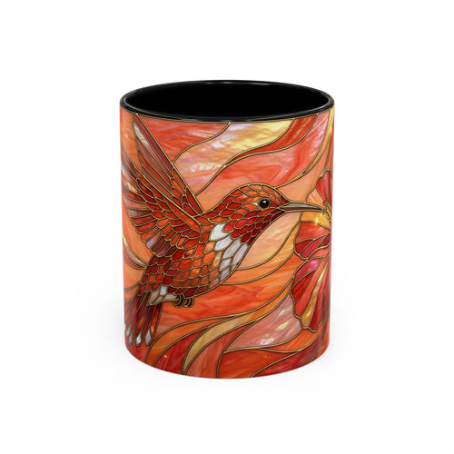 Hibiscus Glow Hummingbird Stained Glass Style Mug