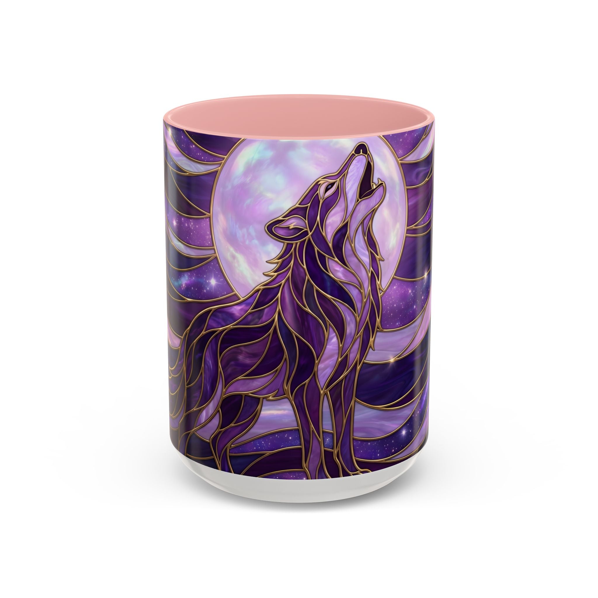 Amethyst Wolf Stained Glass Style Mug