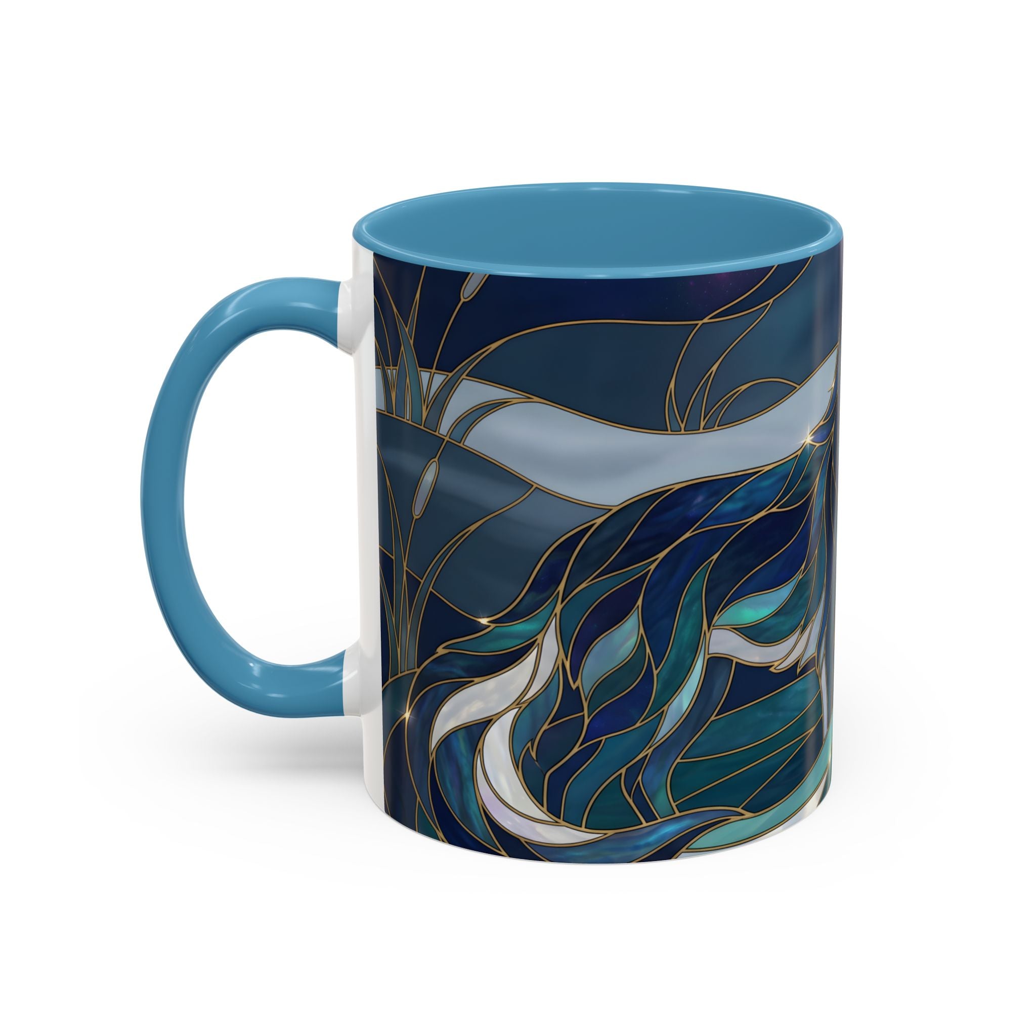 River Moon Wolf Stained Glass Style Mug