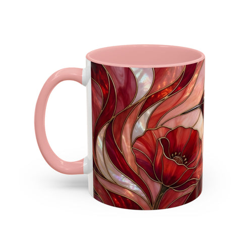 Scarlet Bloom Hummingbird Stained Glass Style Mug