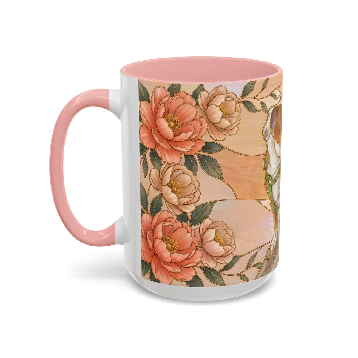 Custom Pet Photo Floral Stained Glass Style Mug