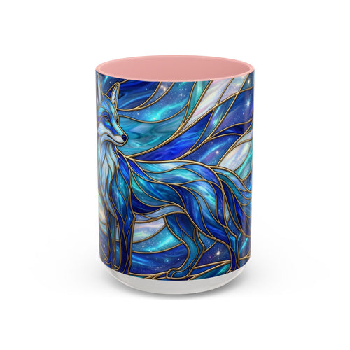 Blue Glow Fox Stained Glass Style Mug