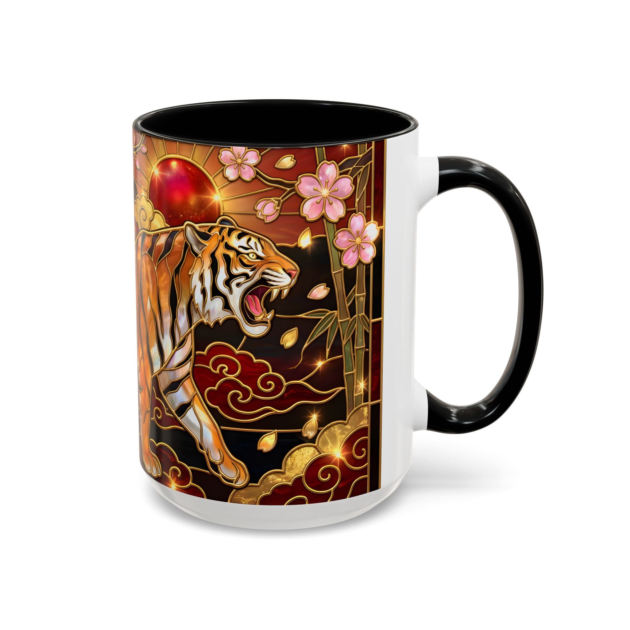 Sakura Tiger Stained Glass Style Mug