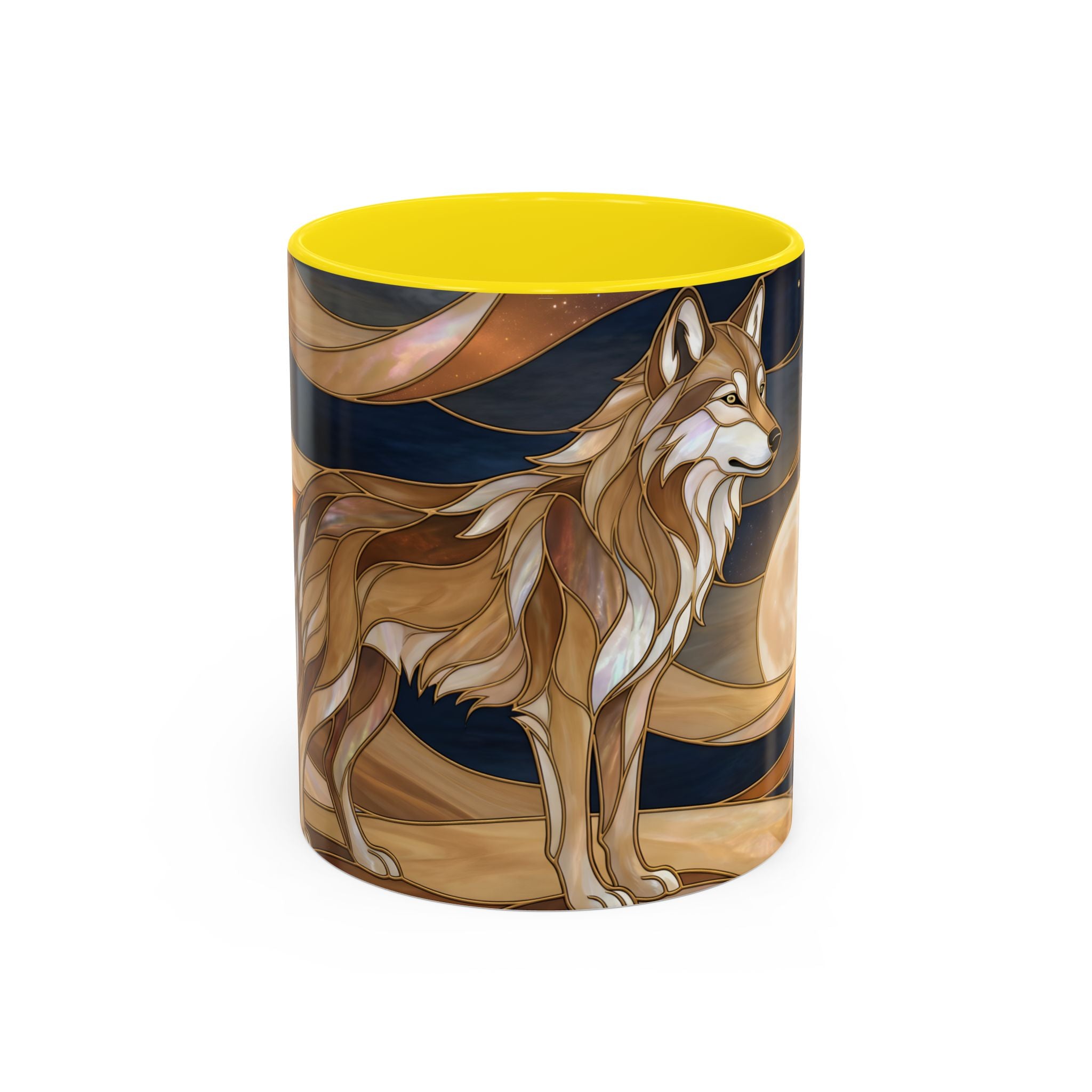 Nightscape Wolf Moon Stained Glass Style Mug