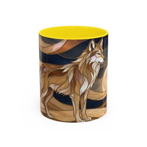 Nightscape Wolf Moon Stained Glass Style Mug