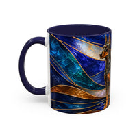 Blue Wave Doberman Pinscher Stained Glass Style Mug
