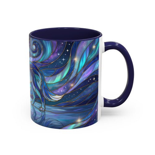 Moonlit Lake Wolf Stained Glass Style Mug