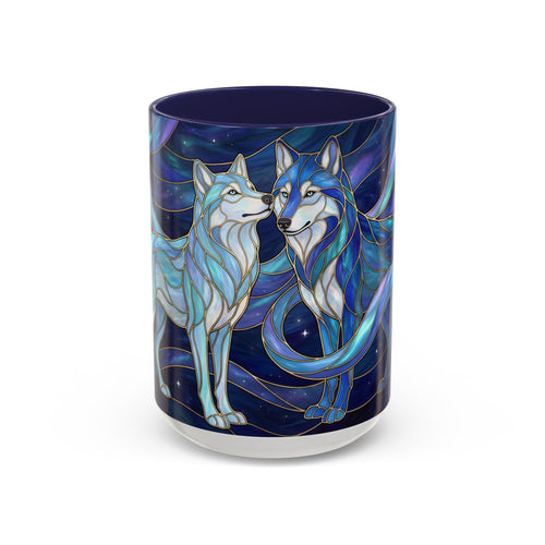 Wolf Kiss Stained Glass Style Mug