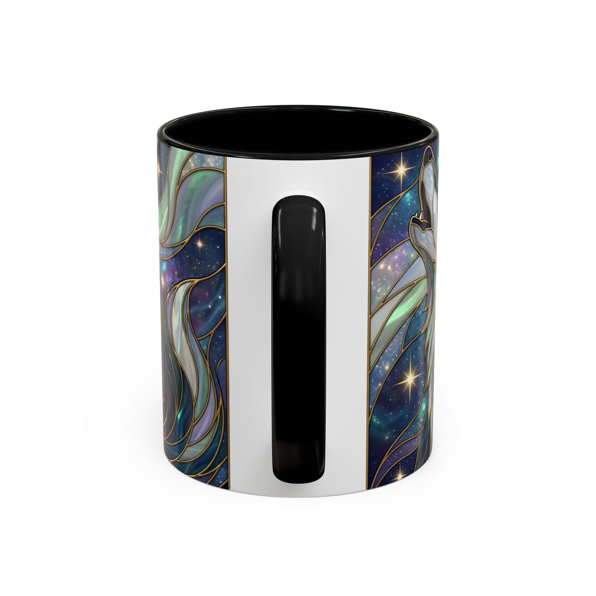 Starlight Wolf Stained Glass Style Mug