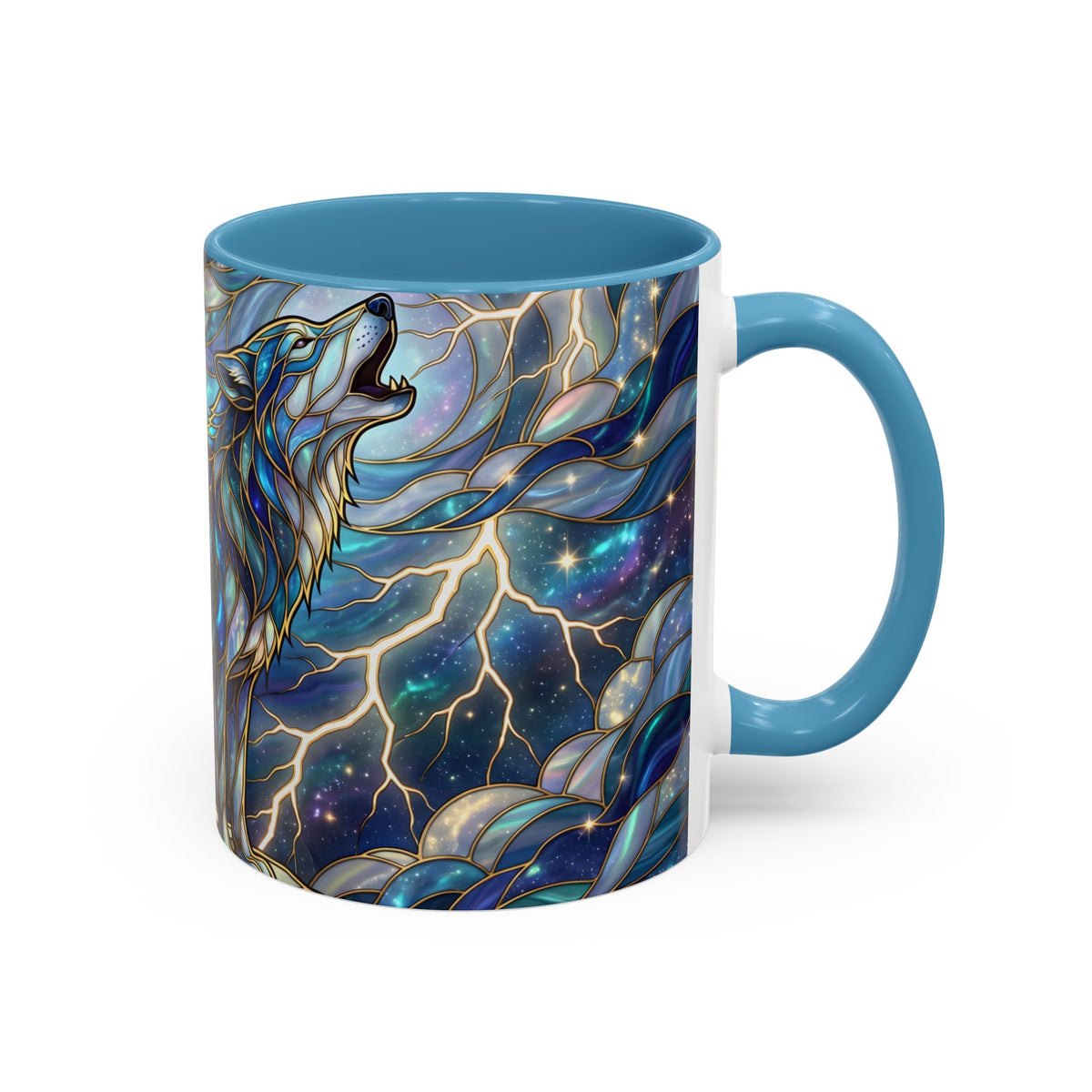 Storm Sky Wolf Stained Glass Style Mug