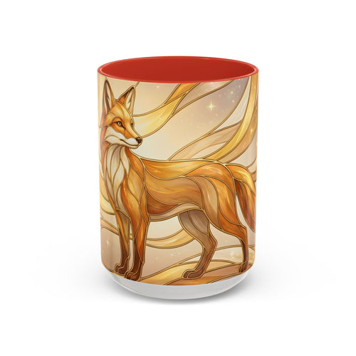 Golden Glow Fox Stained Glass Style Mug