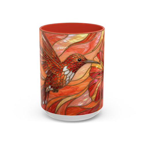 Hibiscus Glow Hummingbird Stained Glass Style Mug