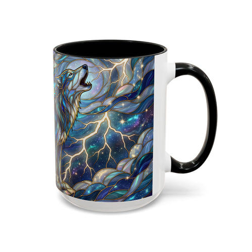 Storm Sky Wolf Stained Glass Style Mug
