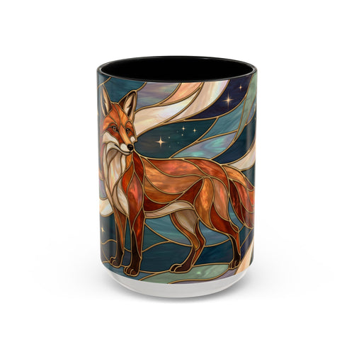 Teal Night Fox Stained Glass Style Mug