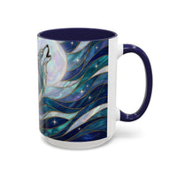 Celestial Blue Wolf Stained Glass Style Mug