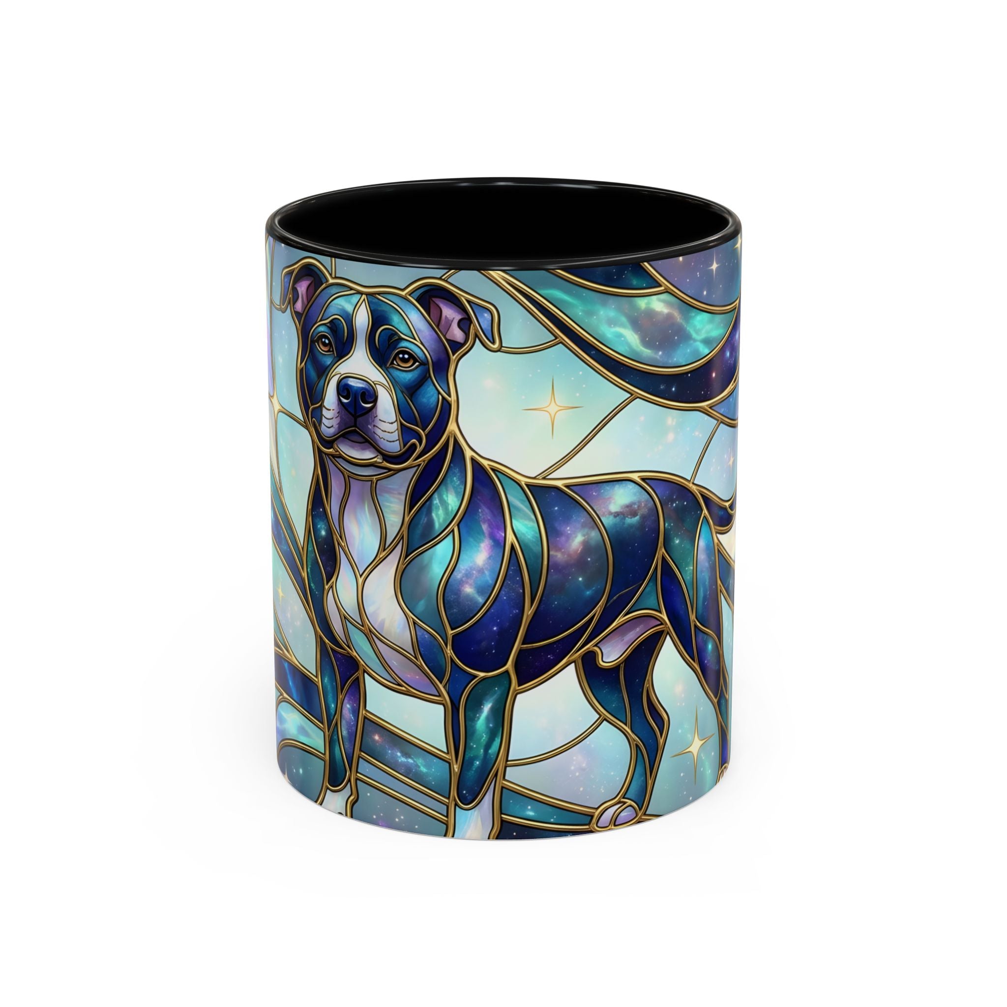 Teal Galaxy Staffy Stained Glass Style Mug