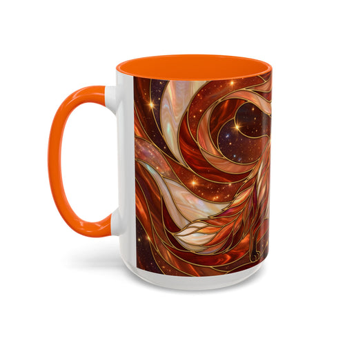 Ruby Glow Fox Stained Glass Style Mug