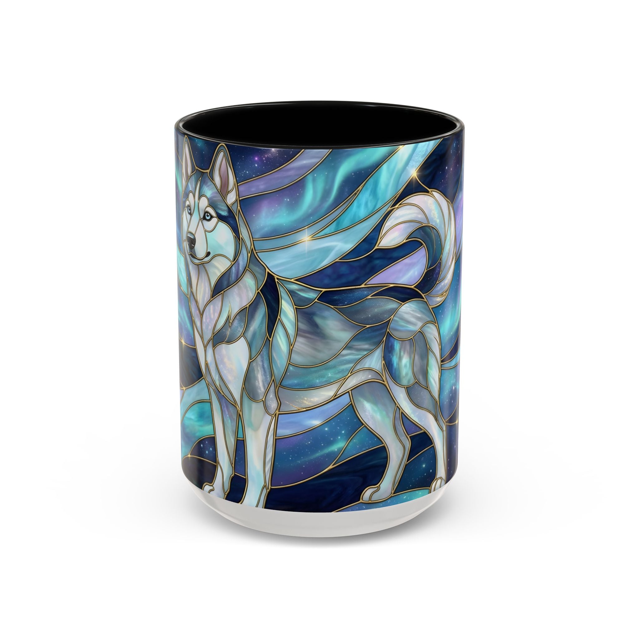 Aurora Husky Stained Glass Style Mug