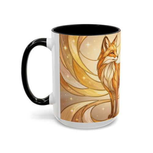 Golden Glow Fox Stained Glass Style Mug