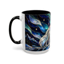 Aurora Mountain Wolf Stained Glass Style Mug