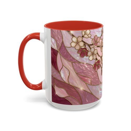 Pink Blossom Hummingbird Stained Glass Style Mug