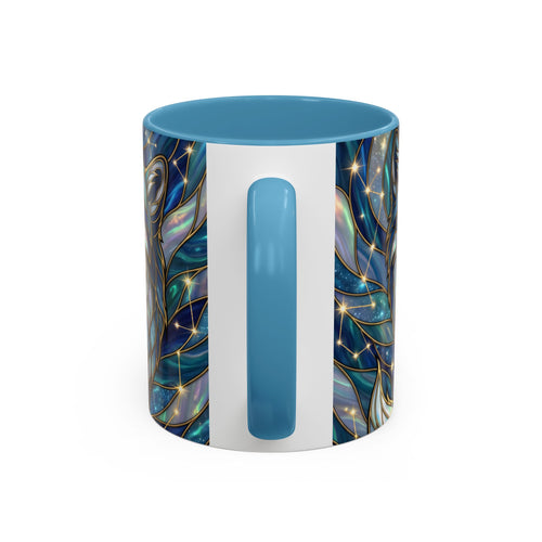 Celestial Blue Fox Stained Glass Style Mug