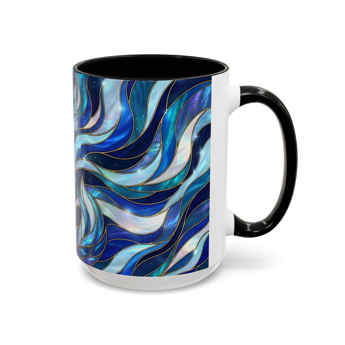 Cobalt Wolf Guardian Stained Glass Style Mug