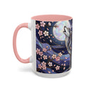 Night Sakura Wolf Stained Glass Style Wolf Coffee Mug