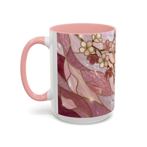 Pink Blossom Hummingbird Stained Glass Style Mug