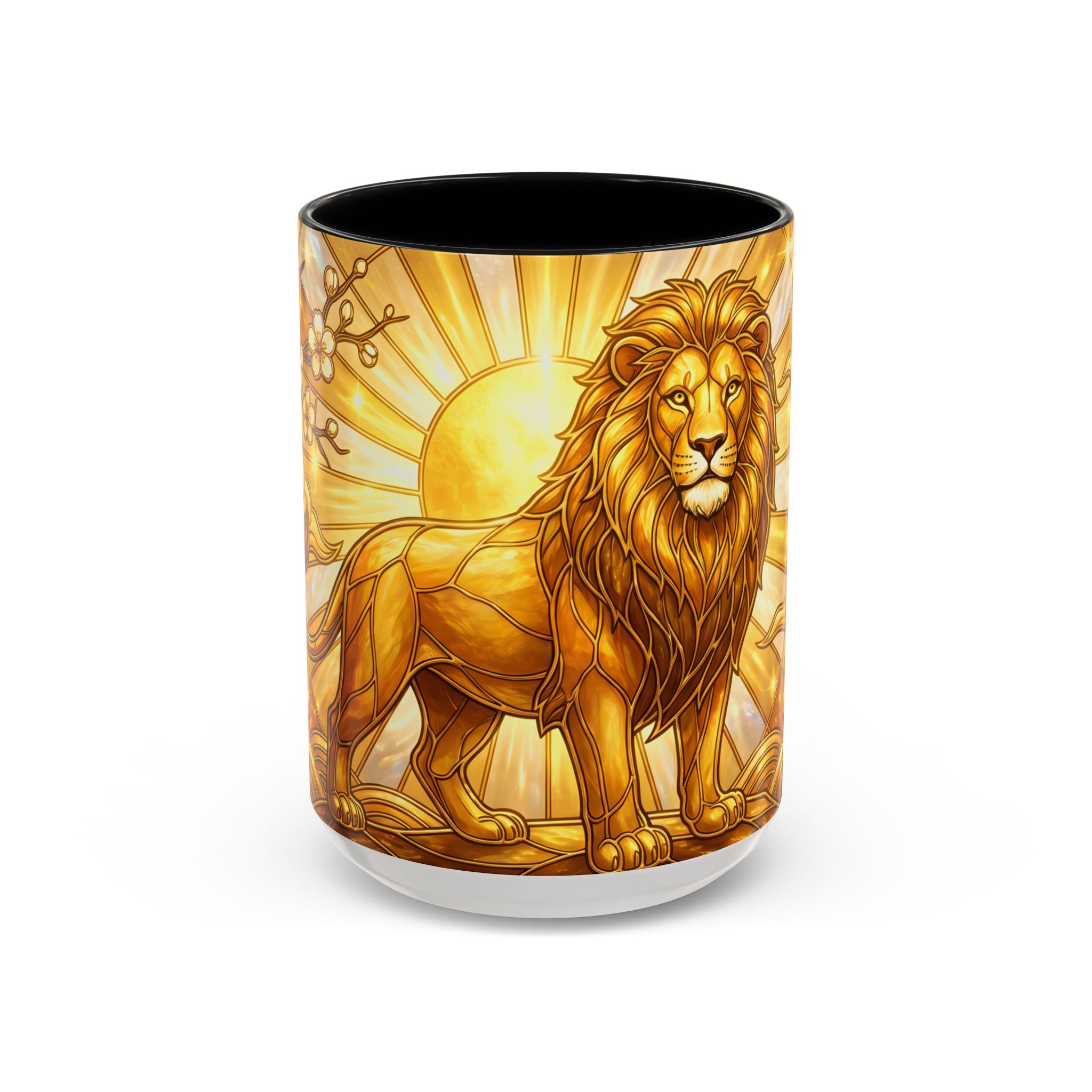 Golden Sakura Lion Stained Glass Style Mug