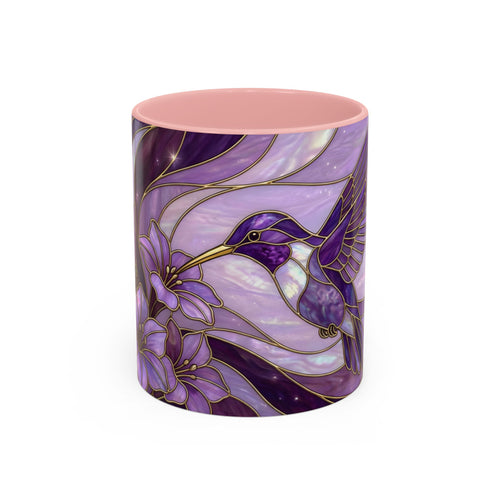 Purple Bloom Hummingbird Stained Glass Style Mug