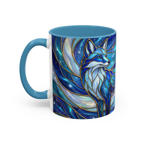 Blue Glow Fox Stained Glass Style Mug