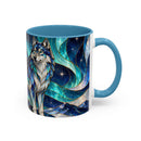 Northern Glow Wolf Stained Glass Style Mug