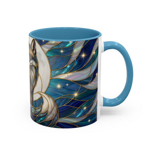 Moonlit Fox Stained Glass Style Mug